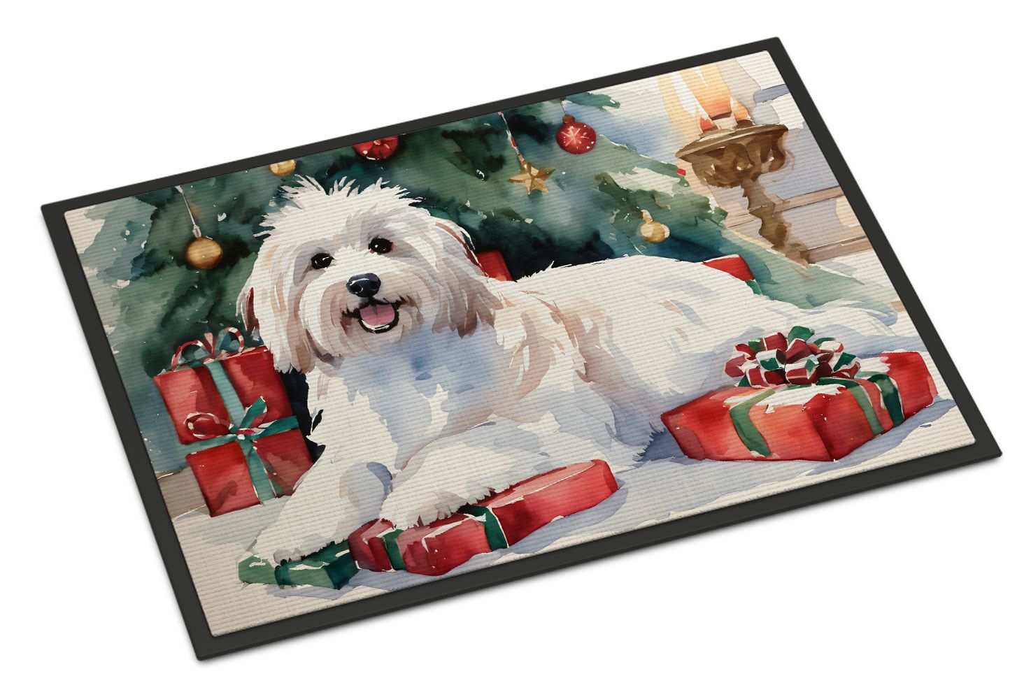 NEW Coton De Tulear Cozy Christmas Doormat Front Door Mat Indoor Outdoor Rugs for Entryway, Non Slip Washable Low Pile, 18H X 27W