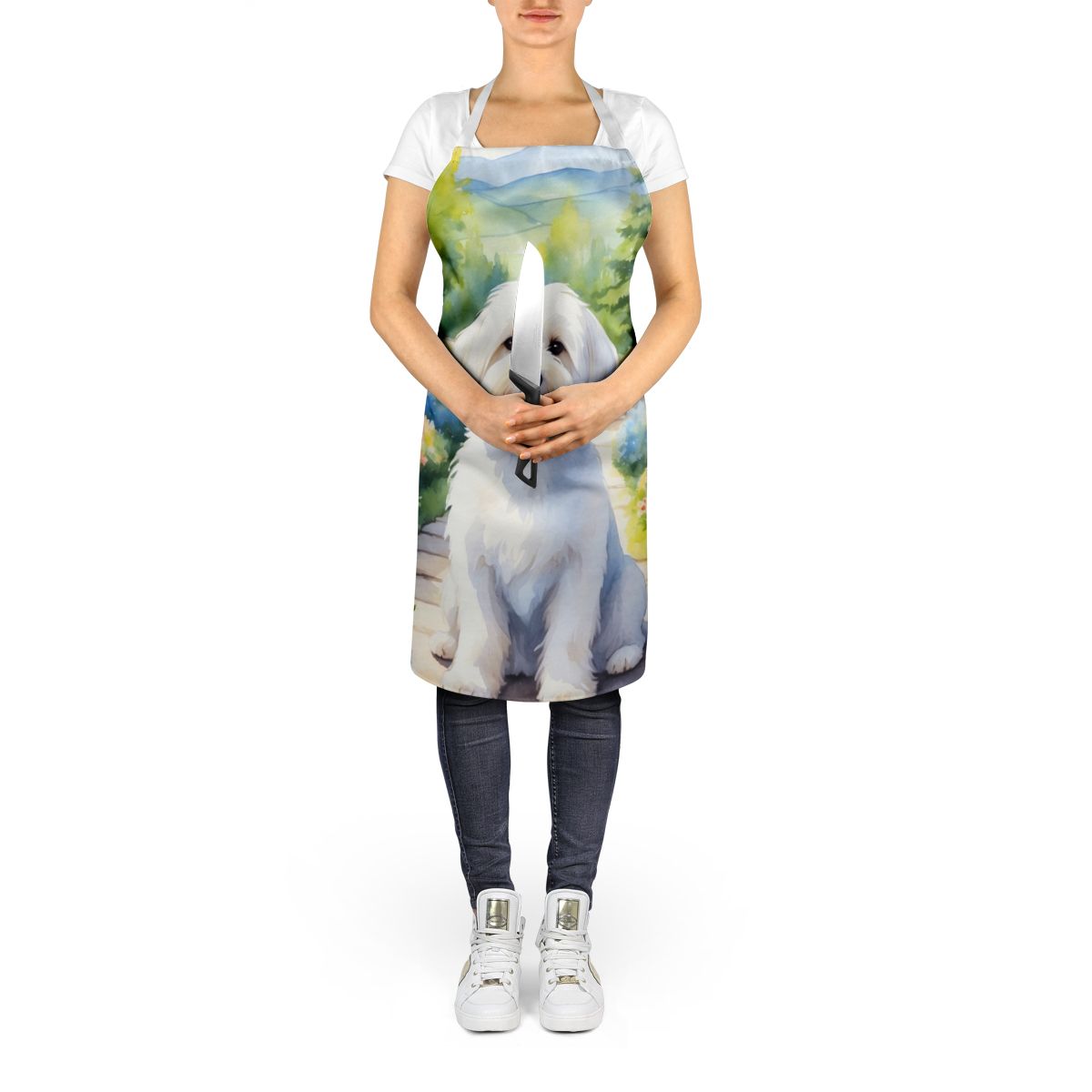 Coton de Tulear Spring Path Apron Cooking Kitchen Server Baking Crafts Gardening for Adult Women Men, Unisex, Large, Multicolor