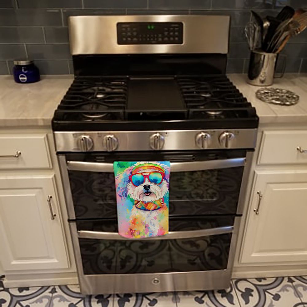 Bichon Frise Hippie Dawg Kitchen Towel Dish Cloths Guest Hand Towel Decorative Bathroom Towel for Face,Tea, Dishcloth, Kitchen and Bath
