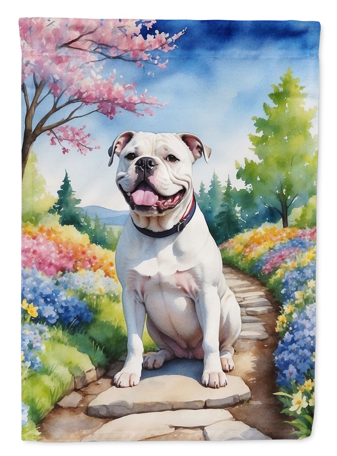 American Bulldog Spring Garden Garden Flag Mailbox Flag Decorative Yard Flag Banner Outside Patio Artwork Yard Flower Beds, Garden Size, Multicolor