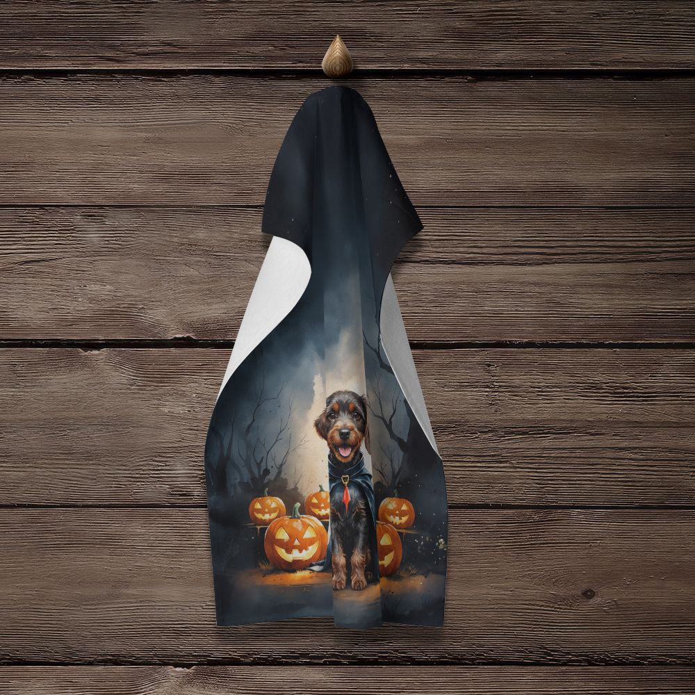 German Wirehaired Pointer Puppy Halloween Kitchen Towel Dish Cloths Guest Hand Towel Decorative Bathroom Towel for Face,Tea, Dishcloth, Kitchen and Bath