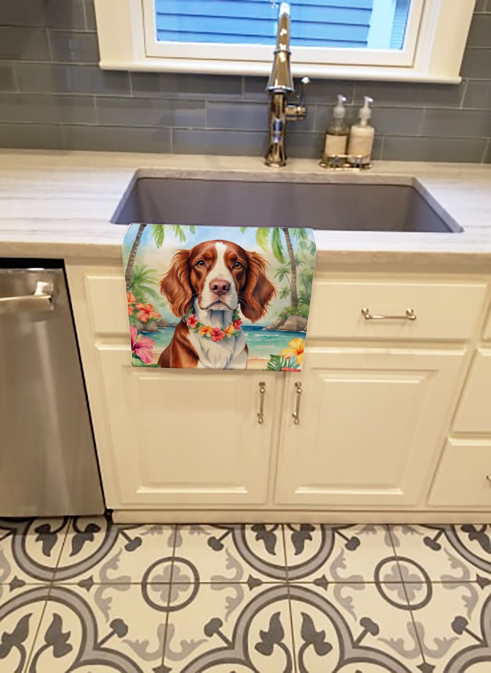 Welsh Springer Spaniel Luau Kitchen Towel Dish Cloths Guest Hand Towel Decorative Bathroom Towel for Face,Tea, Dishcloth, Kitchen and Bath