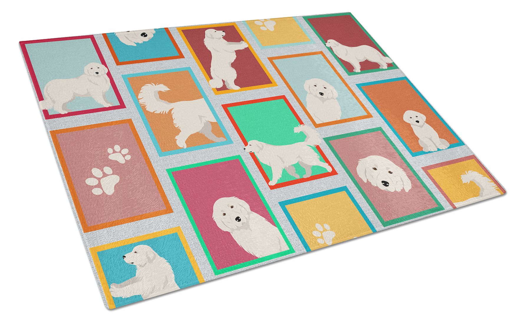 NEW Lots of Great Pyrenees Glass Cutting Board Decorative Tempered Glass Kitchen Cutting and Serving Board Large Size Chopping Board