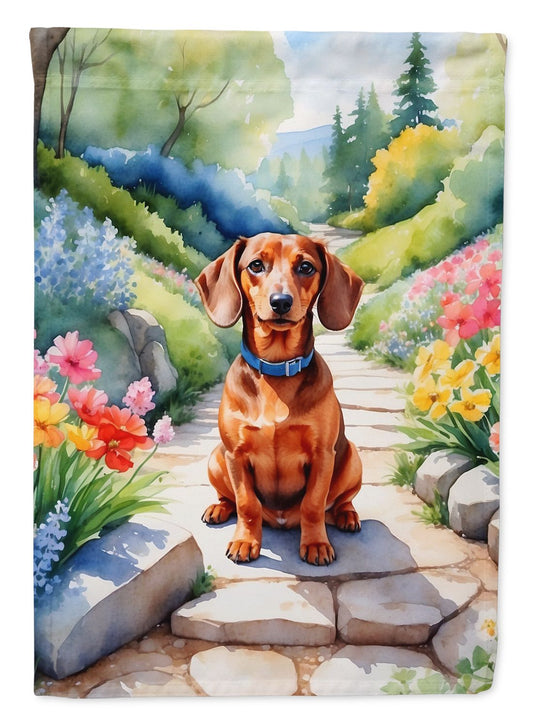 Dachshund Spring Path Garden Flag Mailbox Flag Decorative Yard Flag Banner Outside Patio Artwork Yard Flower Beds, Garden Size, Multicolor