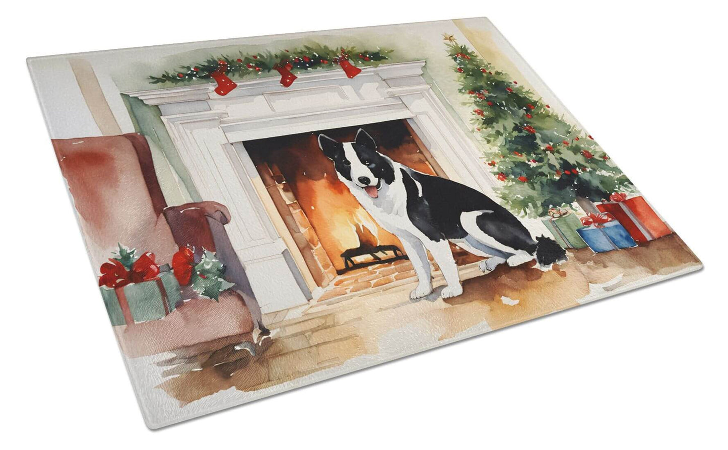 NEW Karelian Bear Dog Cozy Christmas Glass Cutting Board Decorative Tempered Glass Kitchen Cutting and Serving Board Large Size Chopping Board