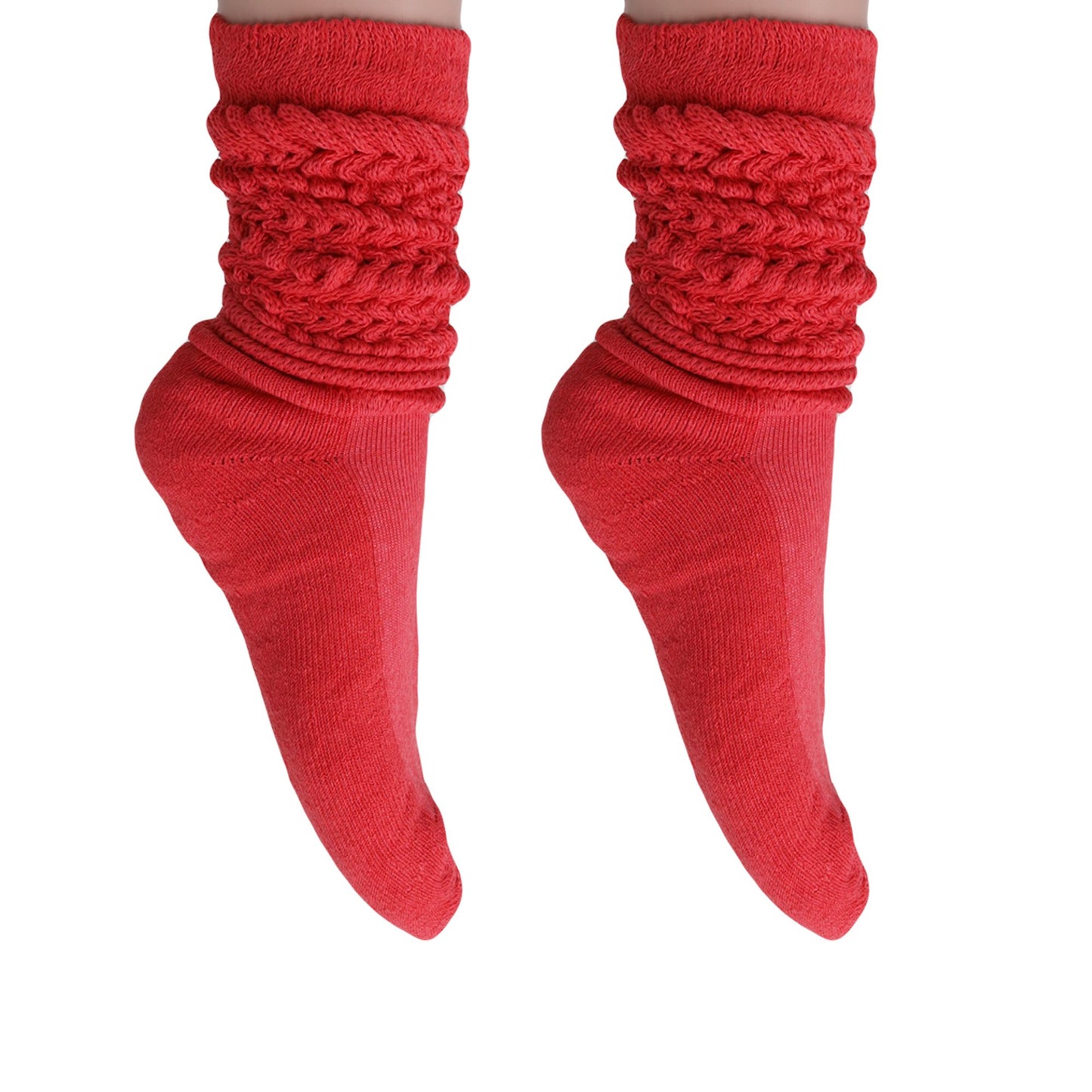 Women's Extra Long Slouch Scrunch Socks Knee High, Cotton Blend, Pack of 2, Fits Shoe Sizes 5-10, 80s Style, 28 Colors