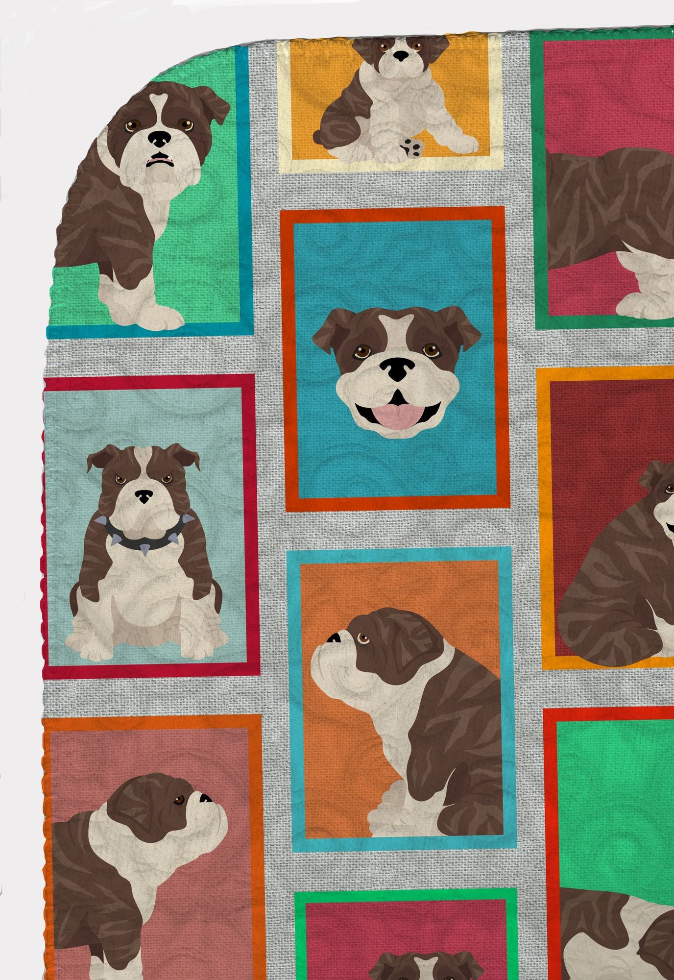 Lots of Brindle English Bulldog Quilted Blanket 50x60 Artwork Pattern Quilted Throw Blanket for Bed, Couch, Sofa, Soft and Lightweight