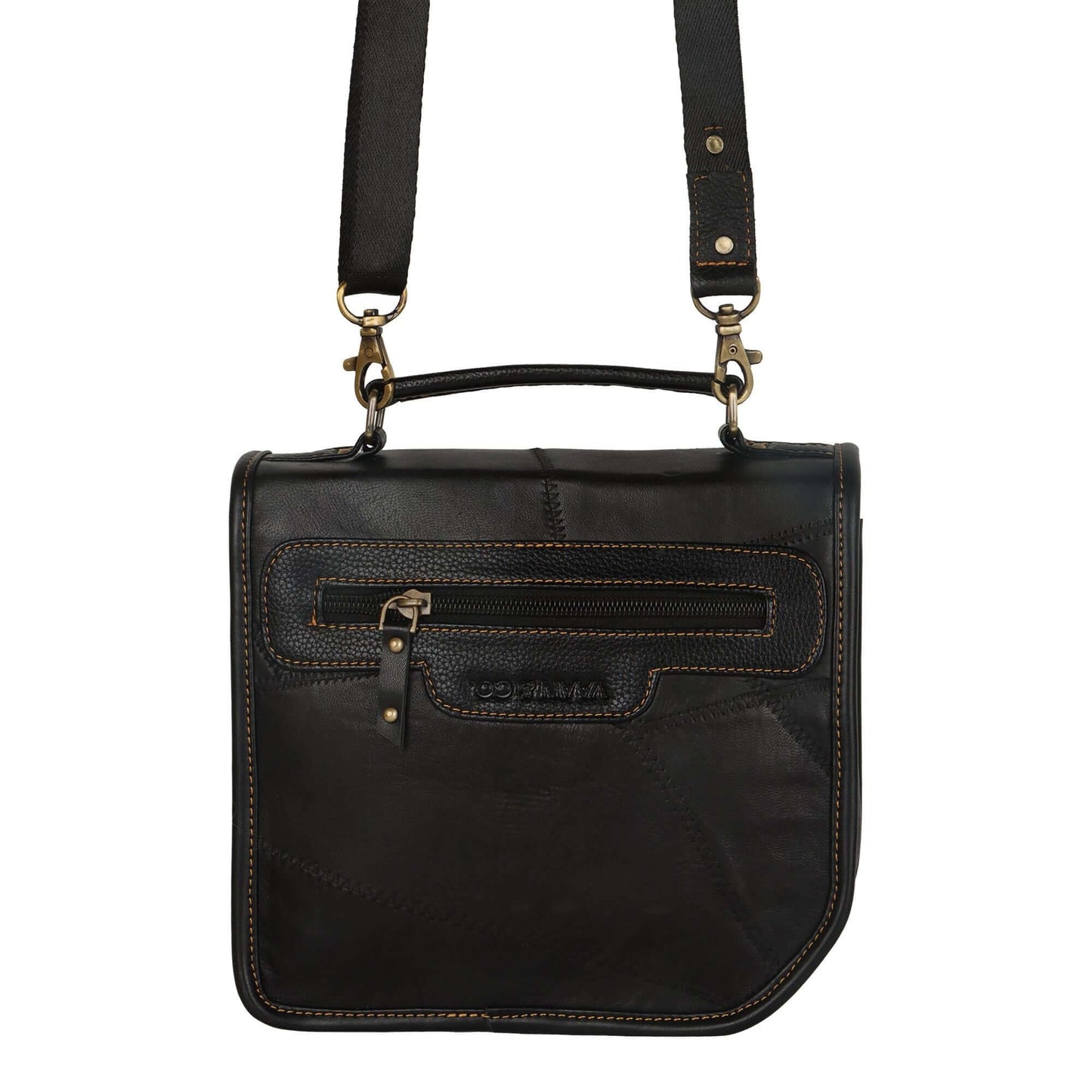 Casey Crossbody Bag made with upcycled leather + premium vegan leather with stylish Front Flap