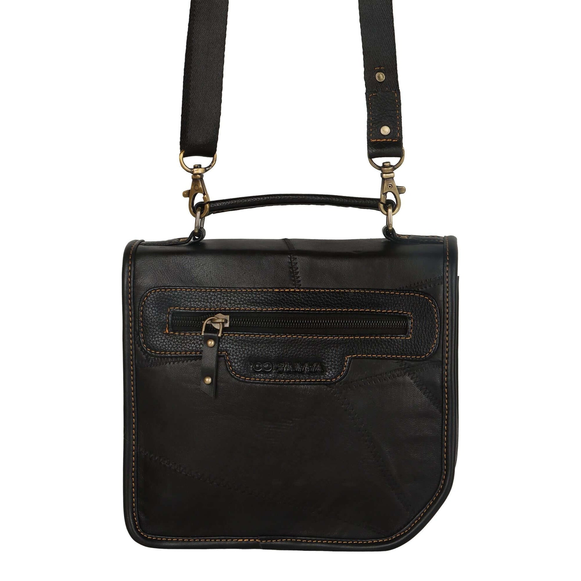 Casey Crossbody Bag made with upcycled leather + premium vegan leather with stylish Front Flap