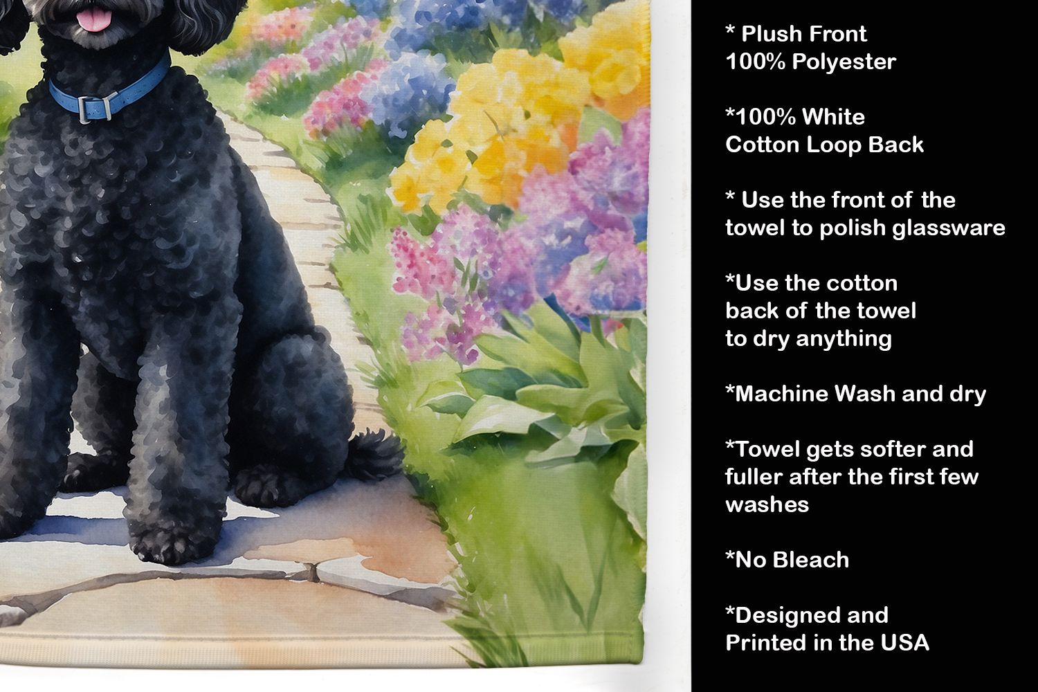 Black Poodle Spring Path Kitchen Towel Dish Cloths Guest Hand Towel Decorative Bathroom Towel for Face,Tea, Dishcloth, Kitchen and Bath