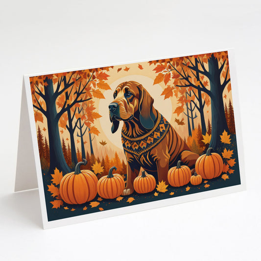 Bloodhound Fall Greeting Cards Pack of 8 Blank Cards with Envelopes Whimsical A7 Size 5x7 Blank Note Cards