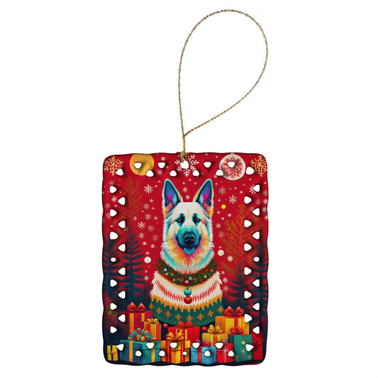 German Shepherd Holiday Christmas Porcelain Ornament Christmas Tree Hanging Decorations for Home Christmas Holiday, Rectangle, Gift, Multicolor