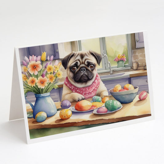 Decorating Easter Pug Greeting Cards Pack of 8 Blank Cards with Envelopes Whimsical A7 Size 5x7 Blank Note Cards