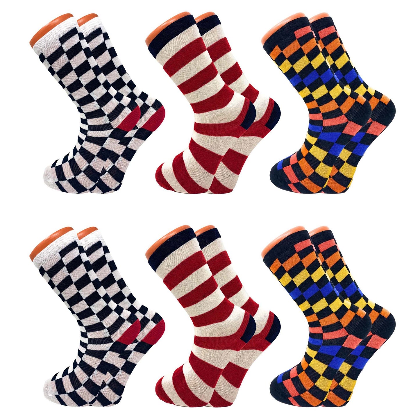 Colorful Funny Socks Novelty Crazy Cotton Crew Dress Socks 6 Pairs
