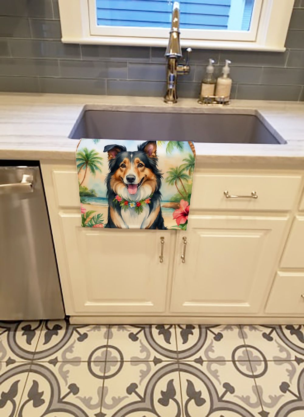 Collie Luau Kitchen Towel Dish Cloths Guest Hand Towel Decorative Bathroom Towel for Face,Tea, Dishcloth, Kitchen and Bath