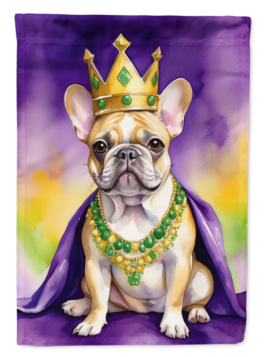 French Bulldog King of Mardi Gras Garden Flag Mailbox Flag Decorative Yard Flag Banner Outside Patio Artwork Yard Flower Beds, Garden Size, Multicolor