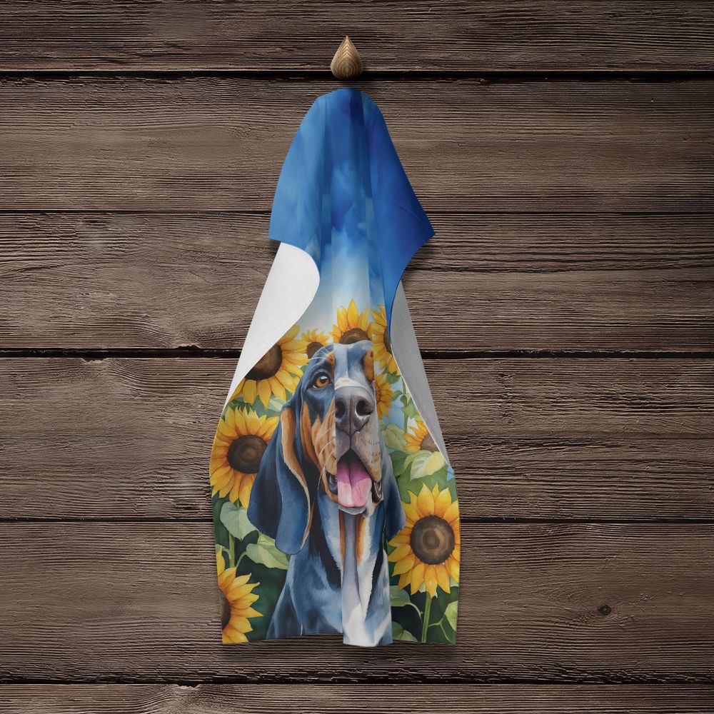 American English Coonhound in Sunflowers Kitchen Towel Dish Cloths Guest Hand Towel Decorative Bathroom Towel for Face,Tea, Dishcloth, Kitchen and Bath