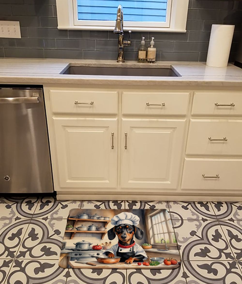 Dachshund The Chef Memory Foam Kitchen Mat Machine Washable Anti-Fatigue Mat Cushion Comfort Bath Mat or Kitchen Rug