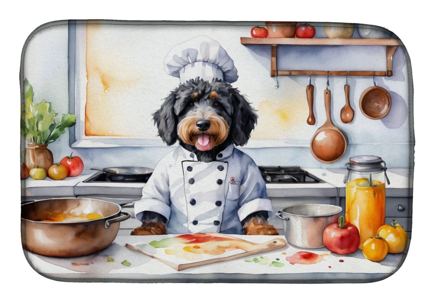 Bernedoodle The Chef Dish Drying Mat Absorbent Dish Drying Mat Pad for Kitchen Counter Dish Drainer Mat for Countertop, 14 x 21", Multicolor