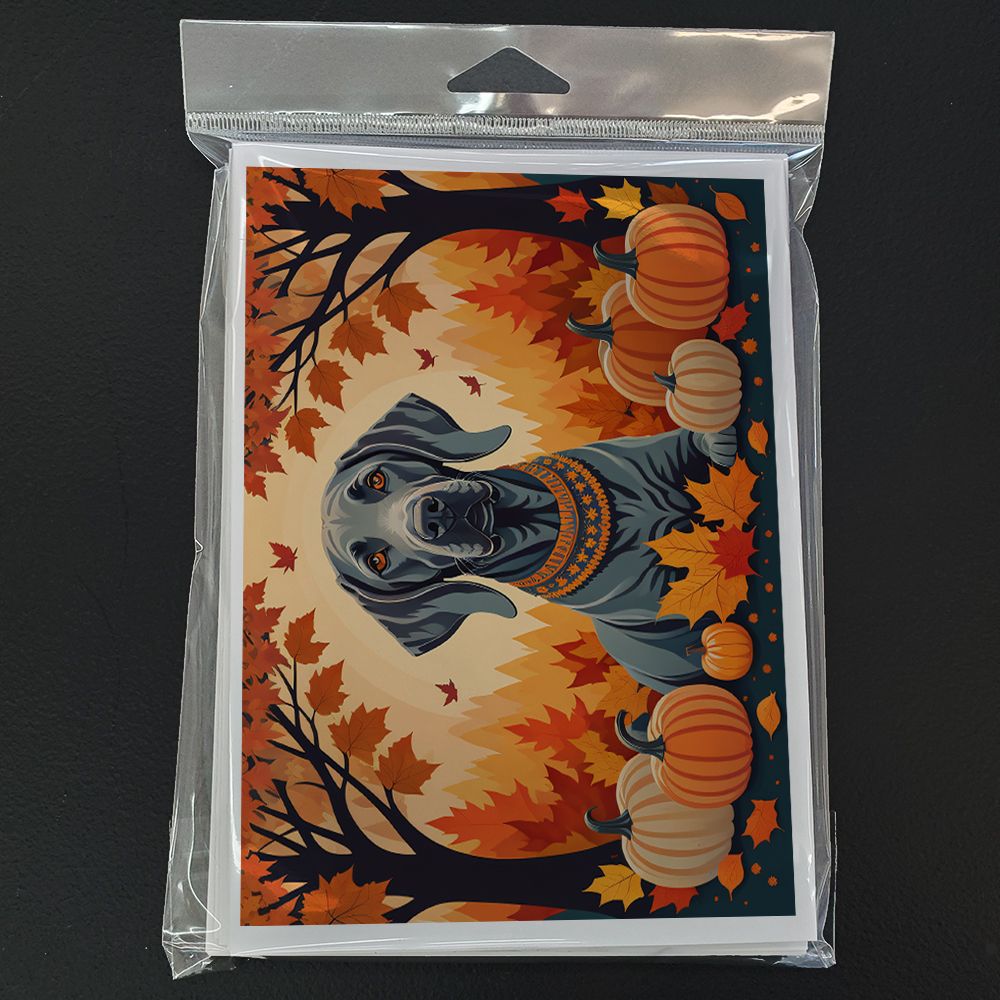 Weimaraner Fall Greeting Cards Pack of 8 Blank Cards with Envelopes Whimsical A7 Size 5x7 Blank Note Cards