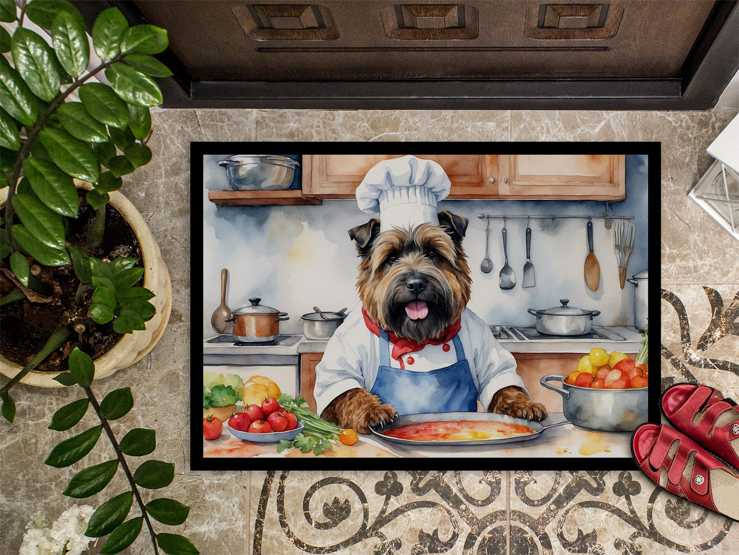 NEW Bouvier des Flandres The Chef Doormat Front Door Mat Indoor Outdoor Rugs for Entryway, Non Slip Washable Low Pile, 18H X 27W