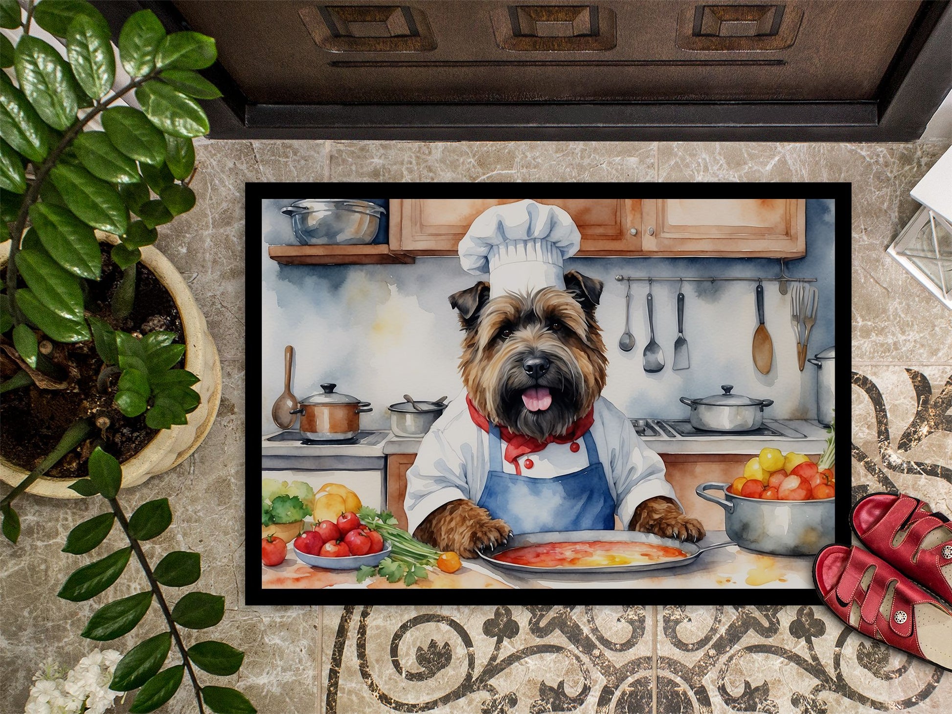 NEW Bouvier des Flandres The Chef Doormat Front Door Mat Indoor Outdoor Rugs for Entryway, Non Slip Washable Low Pile, 18H X 27W
