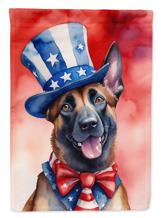 Belgian Malinois Patriotic American House Flag Large Porch Sleeve Pole Decorative Outside Yard Banner Artwork Wall Hanging, Polyester, House Size, Multicolor