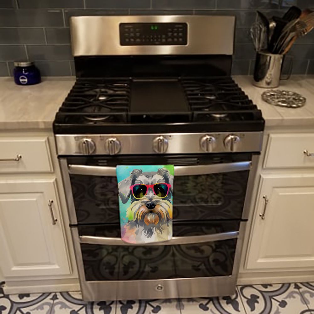 Schnauzer Hippie Dawg Kitchen Towel Dish Cloths Guest Hand Towel Decorative Bathroom Towel for Face,Tea, Dishcloth, Kitchen and Bath