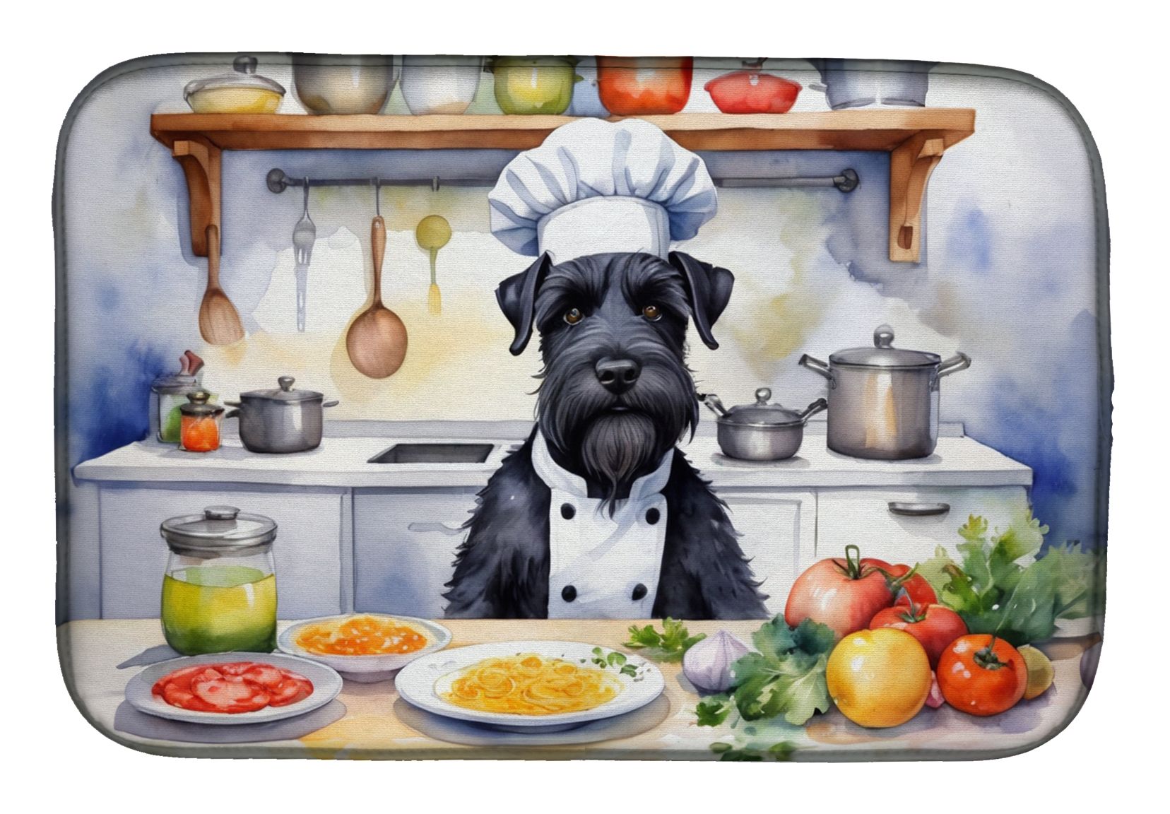 Giant Schnauzer The Chef Dish Drying Mat Absorbent Dish Drying Mat Pad for Kitchen Counter Dish Drainer Mat for Countertop, 14 x 21", Multicolor