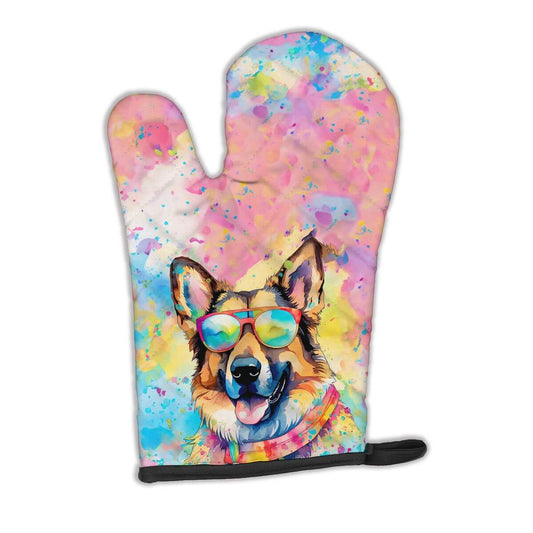 German Shepherd Hippie Dawg Oven Mitt Heat Resistant Thick Oven Mitt for Hot Pans and Oven, Kitchen Mitt Protect Hands, Cooking Baking Glove