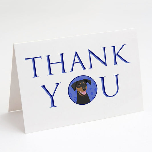 Doberman Pinscher Black and Rust Natural Ears #1 Thank You Greeting Cards Pack of 8 Blank Cards with Envelopes Whimsical A7 Size 5x7 Blank Note Cards