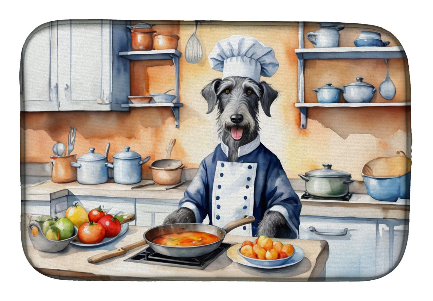 Scottish Deerhound The Chef Dish Drying Mat Absorbent Dish Drying Mat Pad for Kitchen Counter Dish Drainer Mat for Countertop, 14 x 21", Multicolor