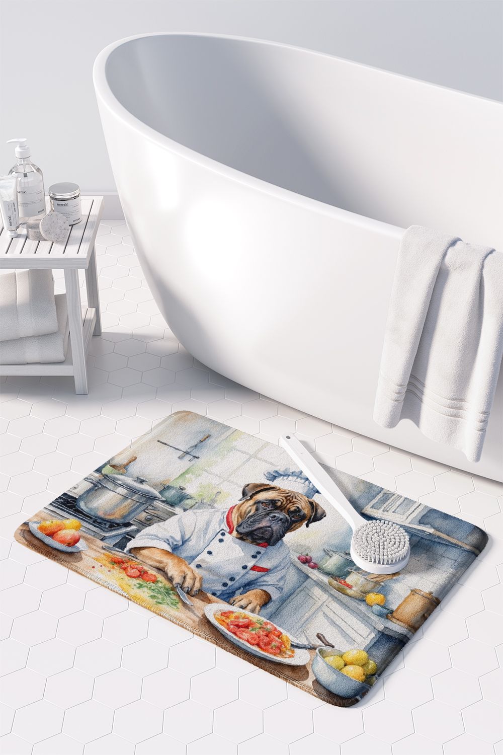 Bullmastiff The Chef Memory Foam Kitchen Mat Machine Washable Anti-Fatigue Mat Cushion Comfort Bath Mat or Kitchen Rug