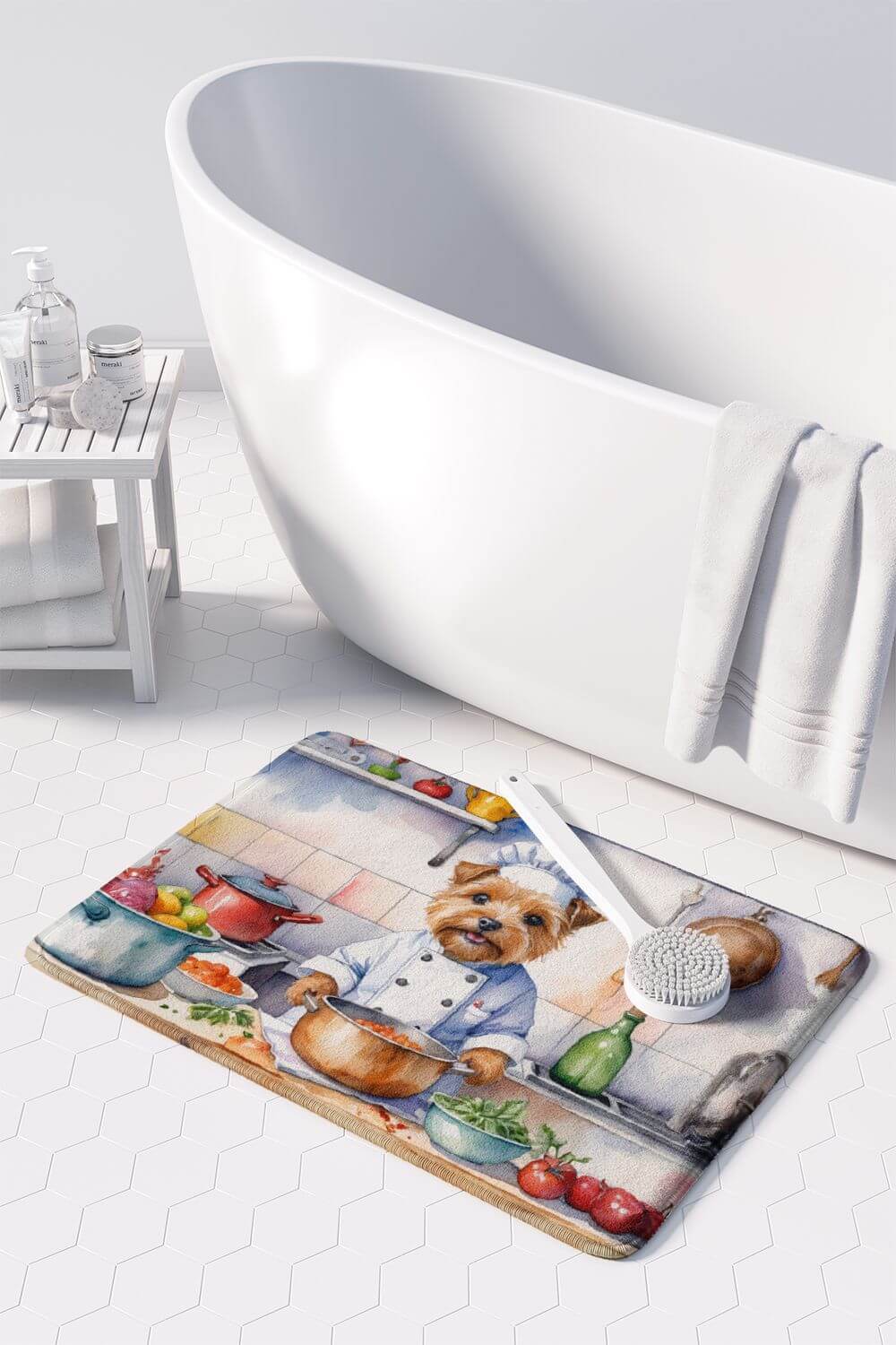 Norfolk Terrier The Chef Memory Foam Kitchen Mat Machine Washable Anti-Fatigue Mat Cushion Comfort Bath Mat or Kitchen Rug