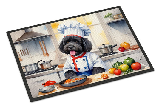 Portuguese Water Dog The Chef Doormat Front Door Mat Indoor Outdoor Rugs for Entryway, Non Slip Washable Low Pile, 24H X 36W