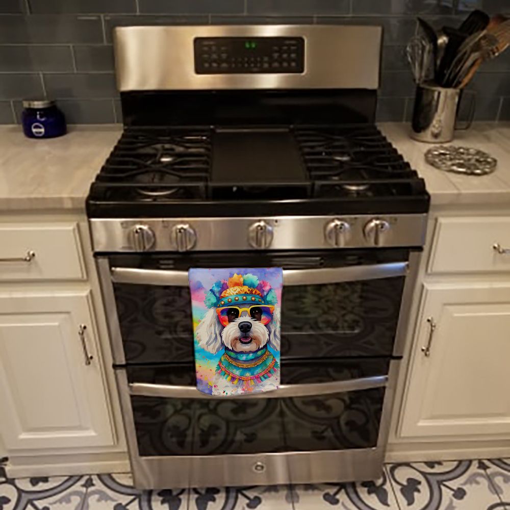 Bichon Frise Hippie Dawg Kitchen Towel Dish Cloths Guest Hand Towel Decorative Bathroom Towel for Face,Tea, Dishcloth, Kitchen and Bath