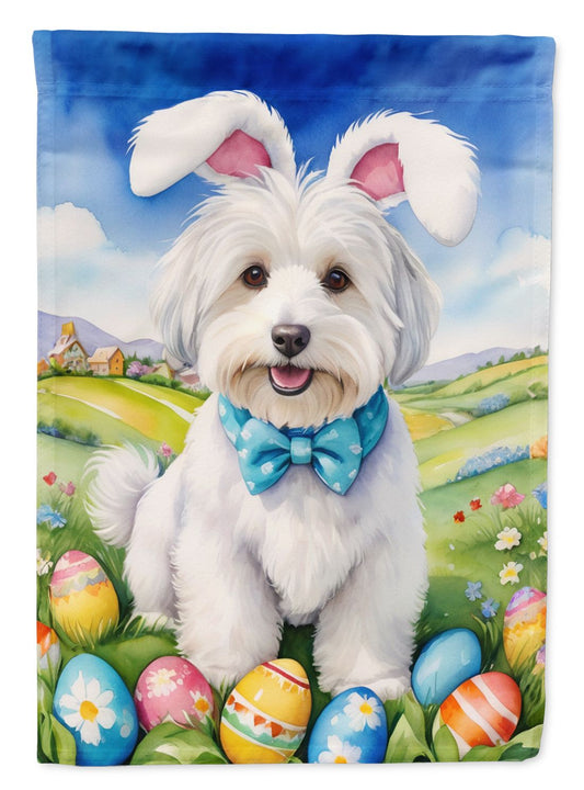Coton de Tulear Easter Egg Hunt House Flag Large Porch Sleeve Pole Decorative Outside Yard Banner Artwork Wall Hanging, Polyester, House Size, Multicolor