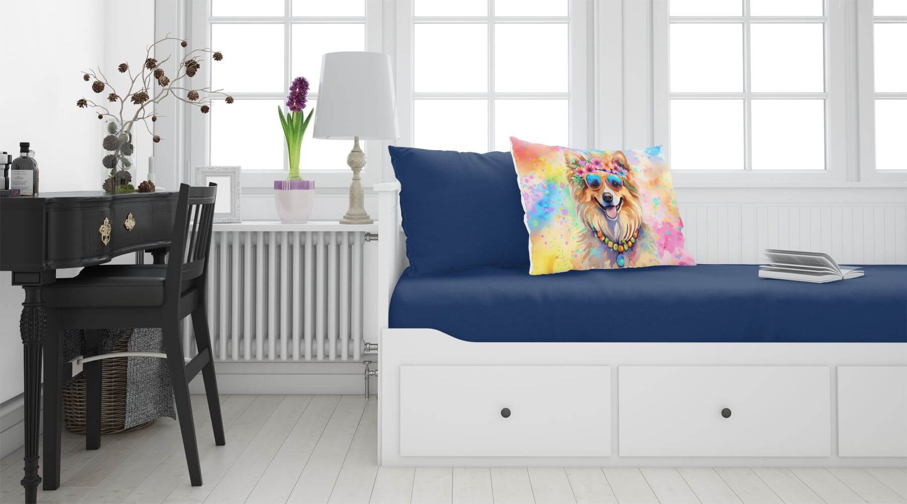 Pomeranian Hippie Dawg Standard Pillowcase Lightweight Super Soft Easy Care Decorative Artwork Pillowcase, Standard