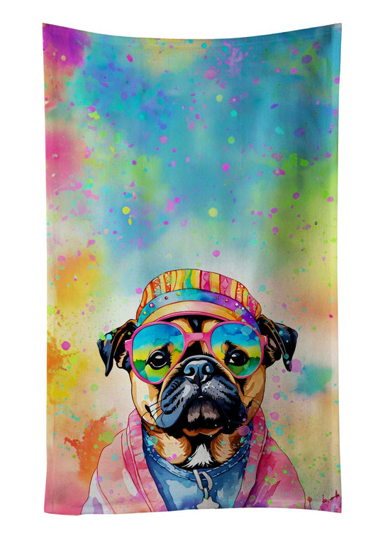 Pug Hippie Dawg Kitchen Towel Dish Cloths Guest Hand Towel Decorative Bathroom Towel for Face,Tea, Dishcloth, Kitchen and Bath