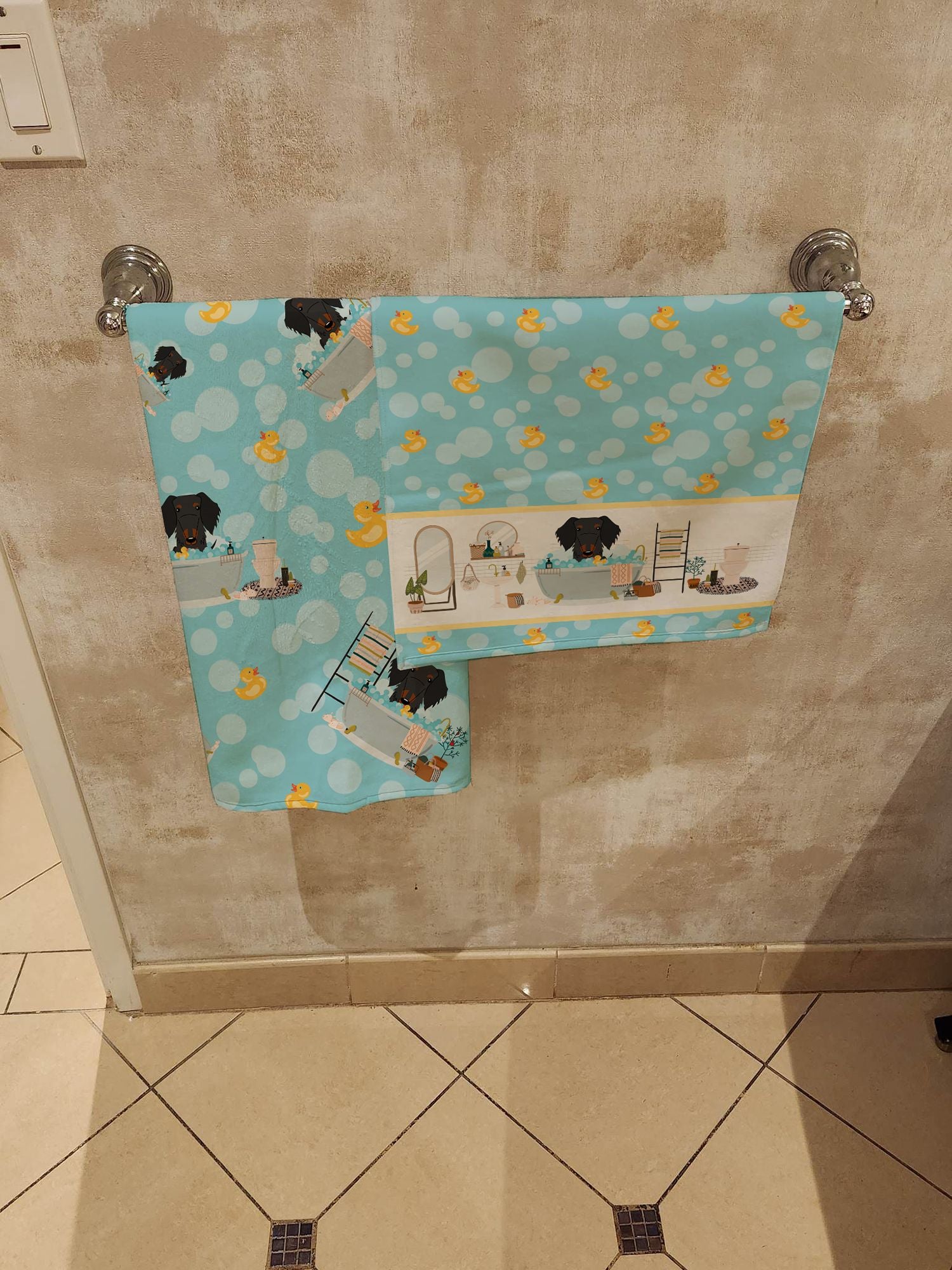 Black Tan Wire Haired Dachshund in Bathtub Bath Towel Large Oversized Plush Fitness Body Towel, Ultra Soft Absorbent Quick Drying, 42"L x 24"W