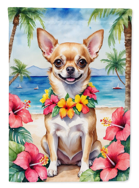 Chihuahua Luau Garden Flag Mailbox Flag Decorative Yard Flag Banner Outside Patio Artwork Yard Flower Beds, Garden Size, Multicolor