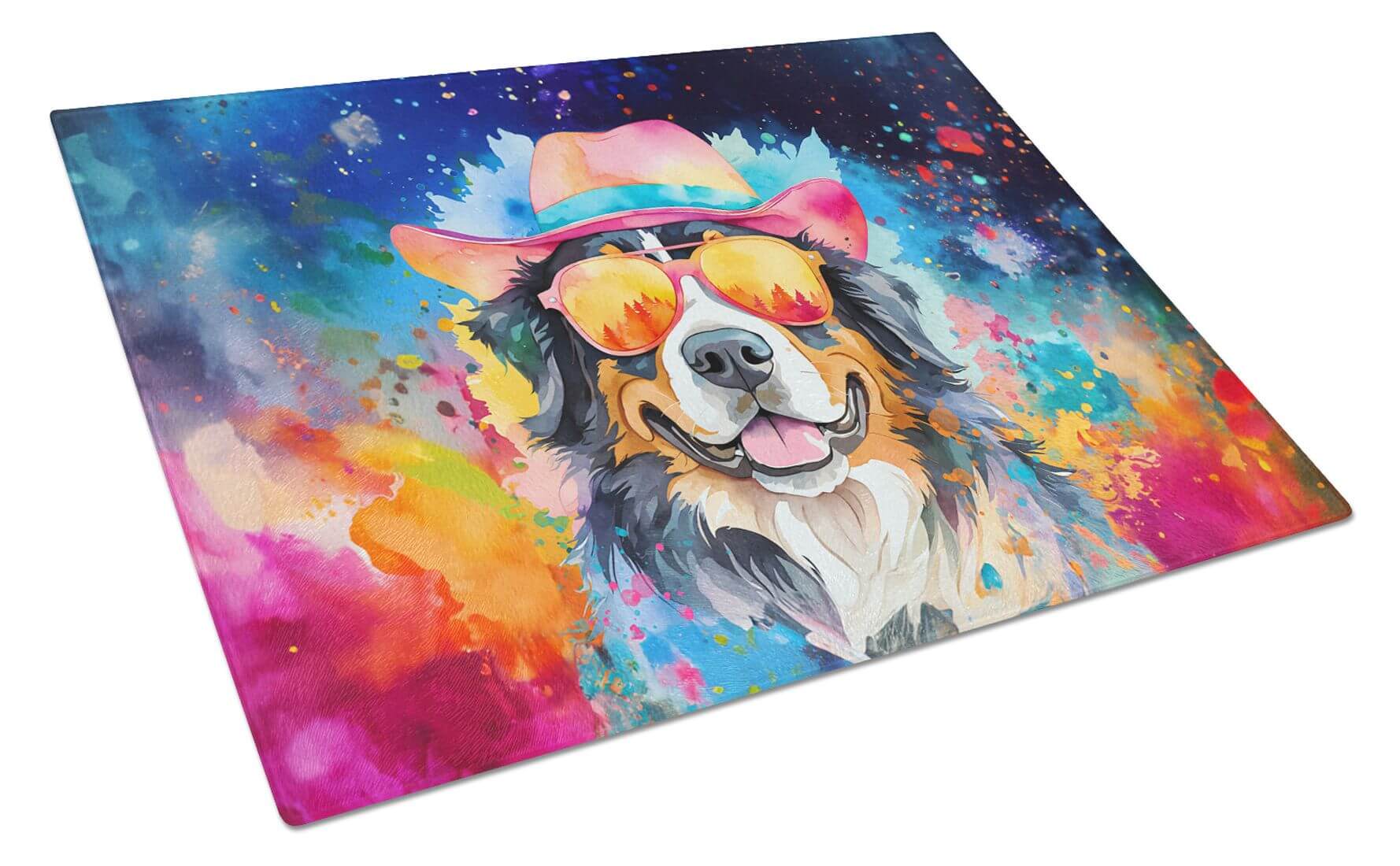 NEW Bernese Mountain Dog Hippie Dawg Glass Cutting Board Decorative Tempered Glass Kitchen Cutting and Serving Board Large Size Chopping Board