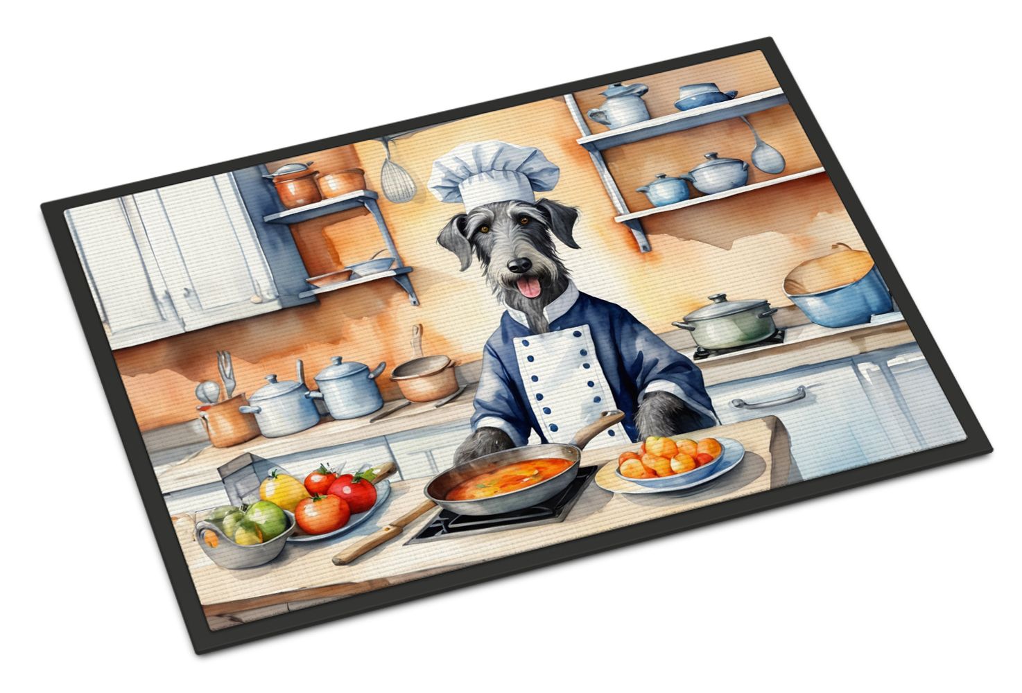 NEW Scottish Deerhound The Chef Doormat Front Door Mat Indoor Outdoor Rugs for Entryway, Non Slip Washable Low Pile, 18H X 27W