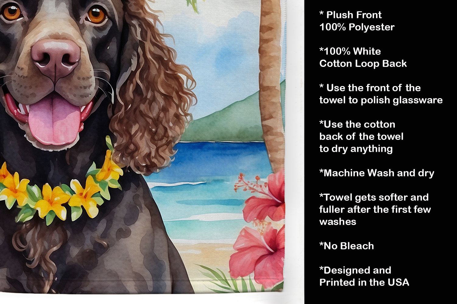 American Water Spaniel Luau Kitchen Towel Dish Cloths Guest Hand Towel Decorative Bathroom Towel for Face,Tea, Dishcloth, Kitchen and Bath