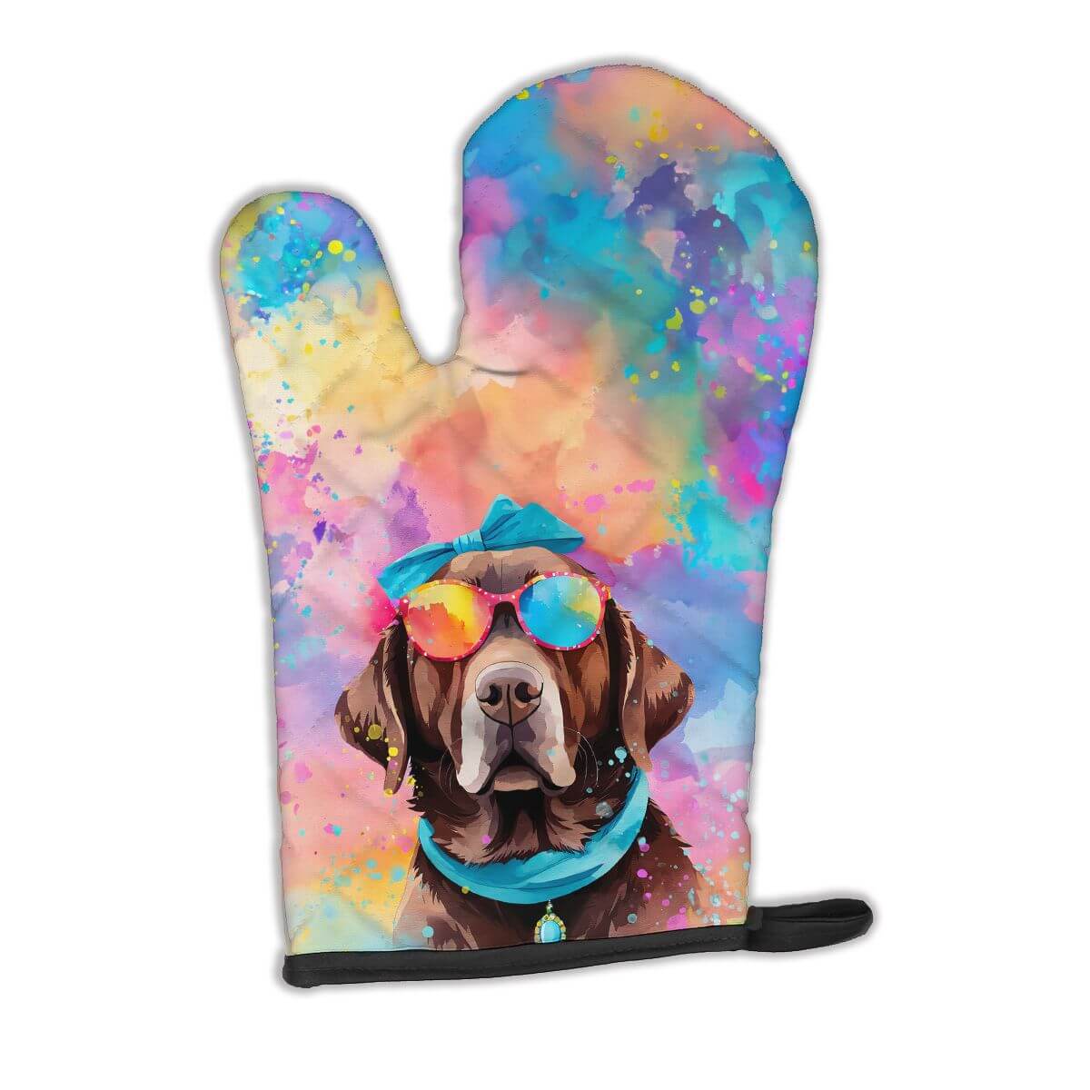 Chocolate Labrador Hippie Dawg Oven Mitt Heat Resistant Thick Oven Mitt for Hot Pans and Oven, Kitchen Mitt Protect Hands, Cooking Baking Glove