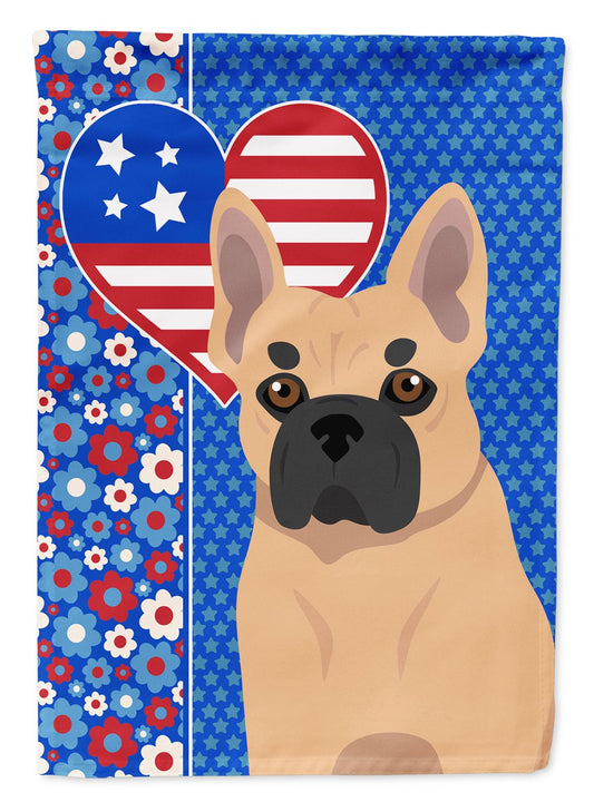 Fawn French Bulldog USA American House Flag Large Porch Sleeve Pole Decorative Outside Yard Banner Artwork Wall Hanging, Polyester, House Size, Multicolor