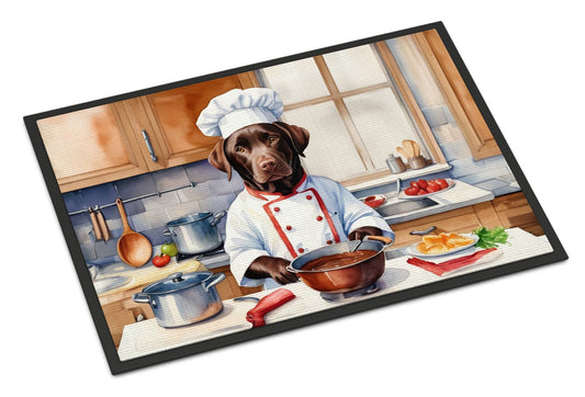 Chocolate Labrador Retriever The Chef Doormat Front Door Mat Indoor Outdoor Rugs for Entryway, Non Slip Washable Low Pile, 24H X 36W