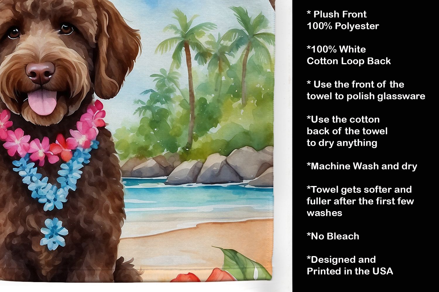 Labradoodle Luau Kitchen Towel Dish Cloths Guest Hand Towel Decorative Bathroom Towel for Face,Tea, Dishcloth, Kitchen and Bath