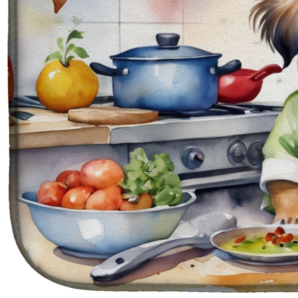 Tibetan Spaniel The Chef Dish Drying Mat Absorbent Dish Drying Mat Pad for Kitchen Counter Dish Drainer Mat for Countertop, 14 x 21", Multicolor
