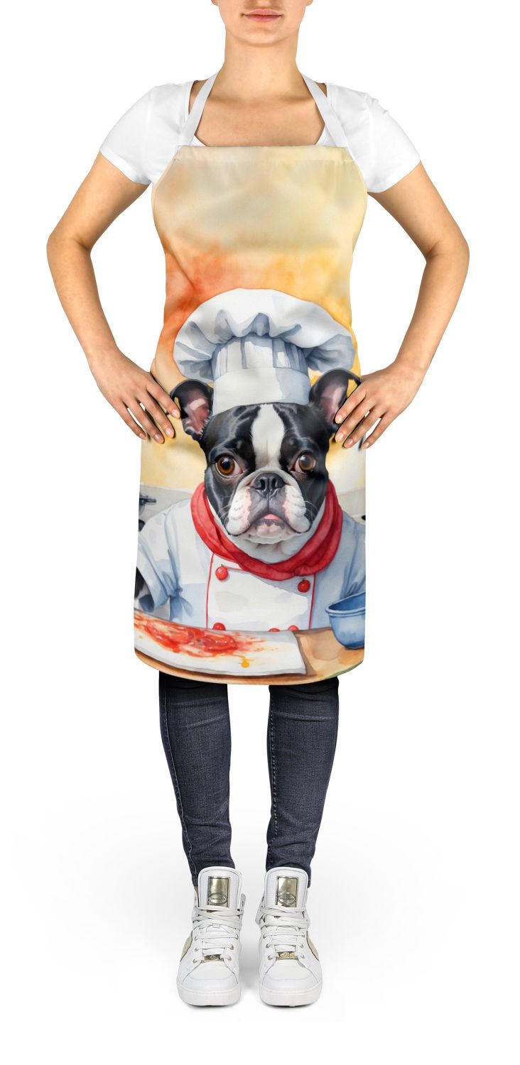 Boston Terrier The Chef Apron Cooking Kitchen Server Baking Crafts Gardening for Adult Women Men, Unisex, Large, Multicolor
